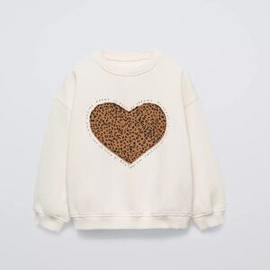 Zara Animal Print Heart Sweater